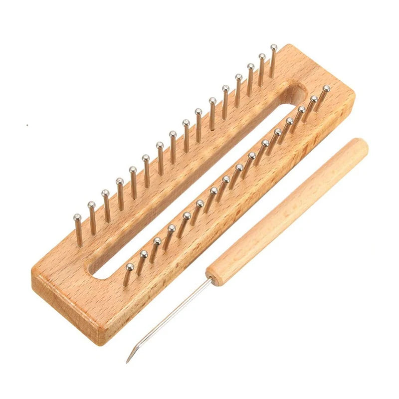 32 Pegs Knitting Loom Kit Craft Wooden Knitting Loom Board Hook Set DIY Craft Tools Kit for Hats Scarves Toys Needle Craft