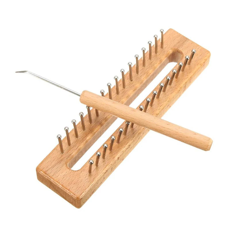 32 Pegs Knitting Loom Kit Craft Wooden Knitting Loom Board Hook Set DIY Craft Tools Kit for Hats Scarves Toys Needle Craft