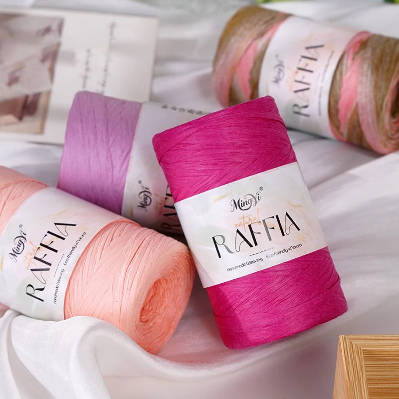3Pc/300G Multi-Colored Raffia Yarn Suitable for Knitting Hats, Bags, Floor Mats, Storage Items, and Other Handmade Crafts, Suitable for Beginners