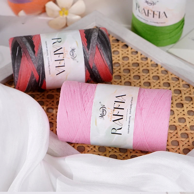 3Pc/300G Multi-Colored Raffia Yarn Suitable for Knitting Hats, Bags, Floor Mats, Storage Items, and Other Handmade Crafts, Suitable for Beginners
